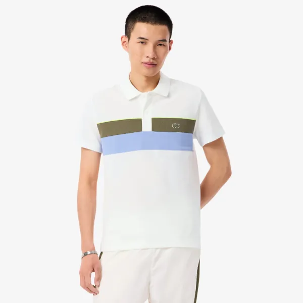 Áo Polo Nam Lacoste Regular Fit Colorblock Petit Piqué PH5918-51-9IV Màu Trắng Size 5