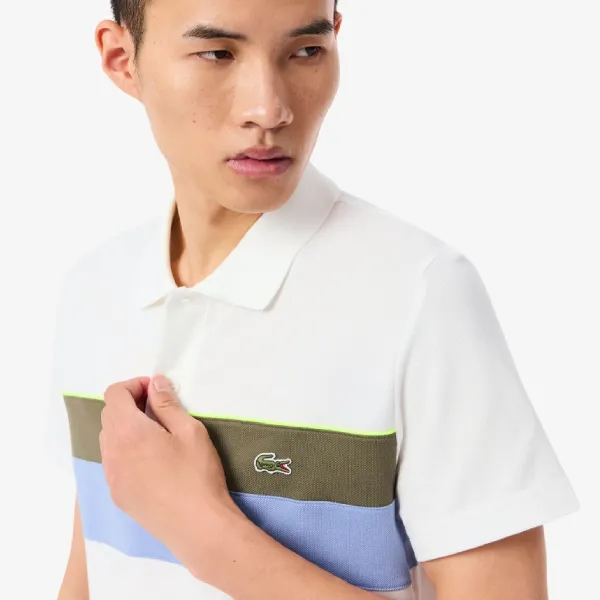 Áo Polo Nam Lacoste Regular Fit Colorblock Petit Piqué PH5918-51-9IV Màu Trắng Size 5