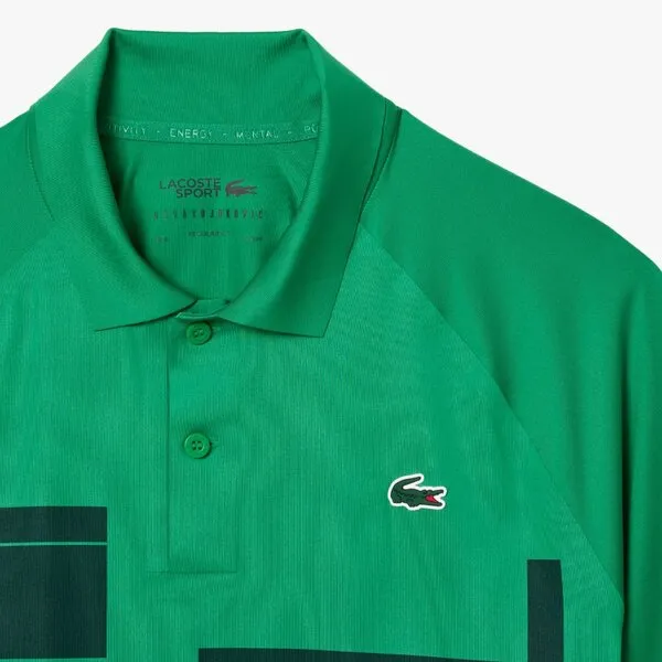 Áo Polo Nam Lacoste Tennis x Novak Djokovic Regular Fit On Court Polo Shirt DH2614 I6W Màu Xanh Green Size 3