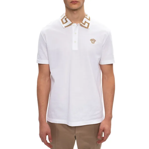 Áo Polo Nam Versace Polo Shirt With Logo 'White' A87402-A231240-A1001 Màu Trắng Size XS