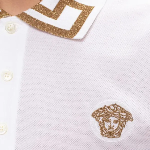 Áo Polo Nam Versace Polo Shirt With Logo 'White' A87402-A231240-A1001 Màu Trắng Size XS
