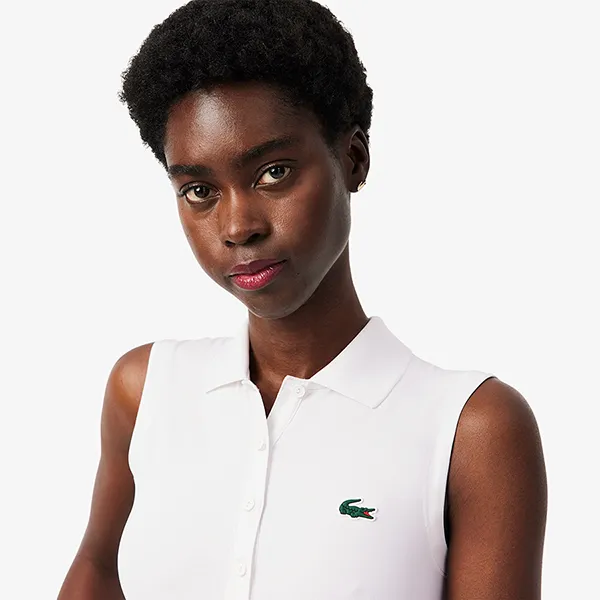 Áo Polo Nữ Lacoste Slim Fit UV Protect Stretch Golf PF7414 99 001 Màu Trắng Size 38