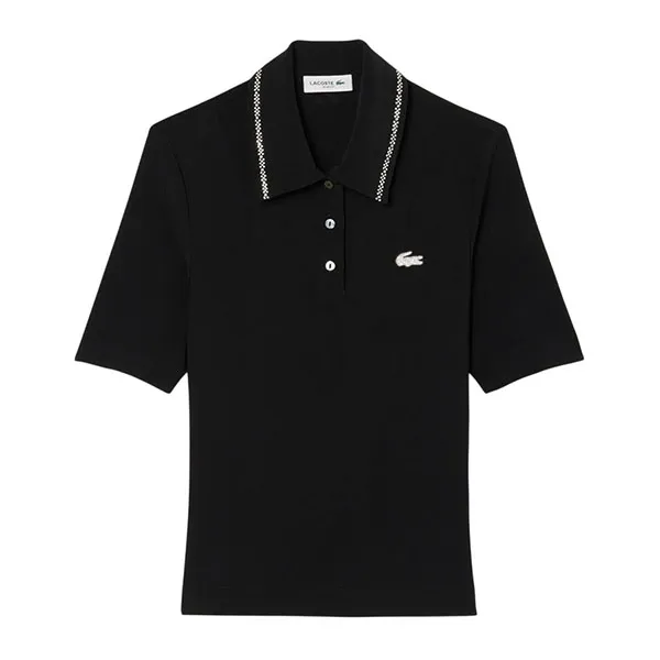 Áo Polo Nữ Lacoste Women's L.12.D Slim Fit Diamanté Pop Polo DF6262 51 031 Màu Đen Size 36