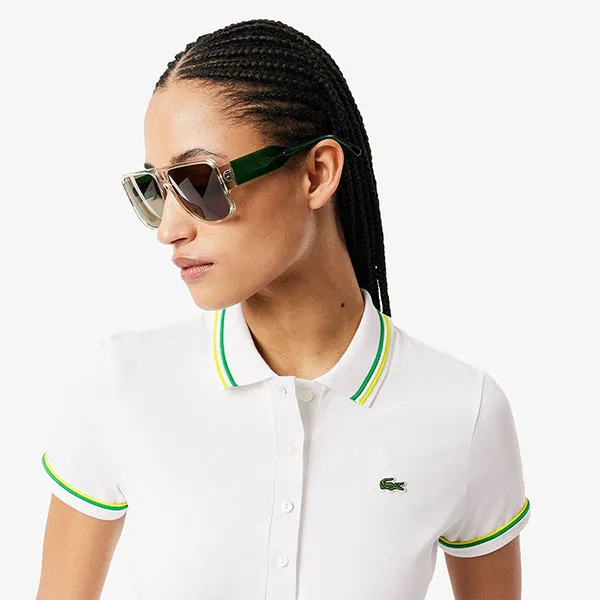 Áo Polo Nữ Lacoste Women's L.12.D Slim Fit Jersey Polo DF9599 55G FWI Màu Trắng Size 34
