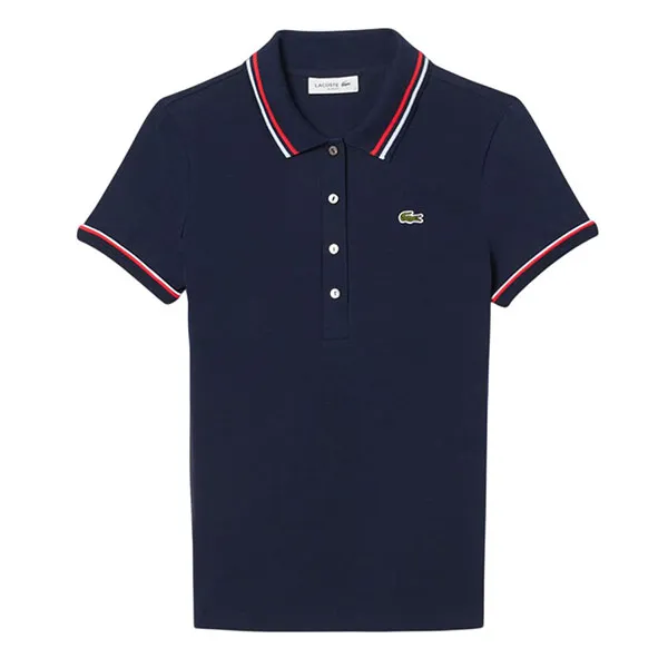 Áo Polo Nữ Lacoste Women's L.12.D Slim Fit Jersey Polo DF9599 55G GWI Màu Xanh Navy Size 34