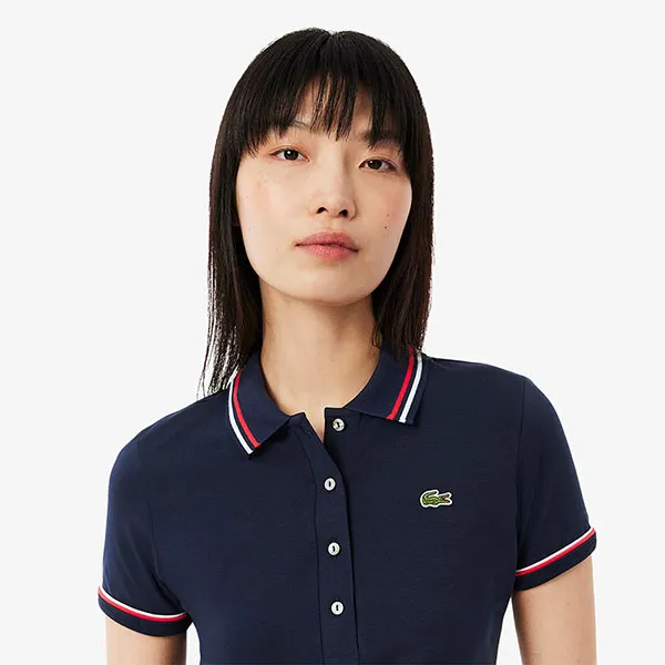 Áo Polo Nữ Lacoste Women's L.12.D Slim Fit Jersey Polo DF9599 55G GWI Màu Xanh Navy Size 34