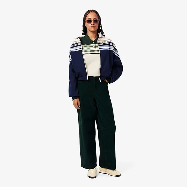 Áo Polo Nữ Lacoste Women's Made In France Slim Fit Striped Polo PH5291 51 PIB Màu Trắng Size 36