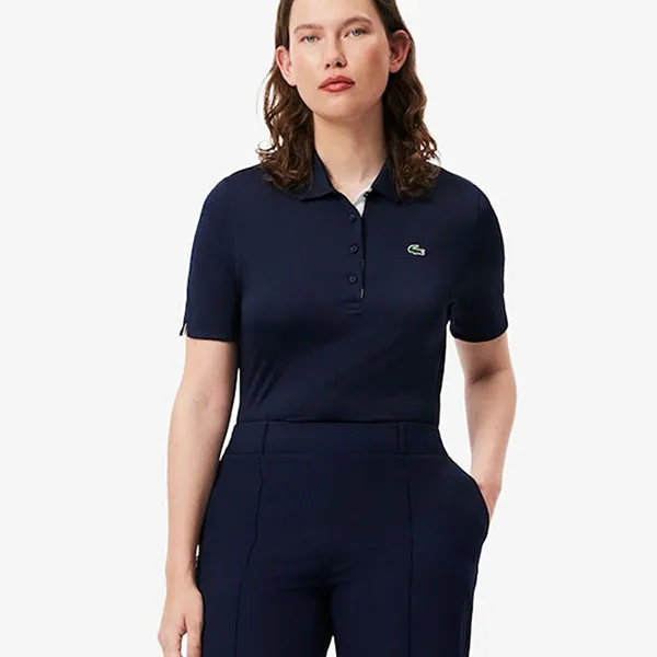 Áo Polo Nữ Lacoste Women's Slim Fit UV Protect Stretch Golf PF5179 51 522 Màu Xanh Navy Size 34