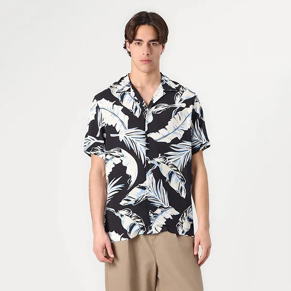 Áo Sơ Mi Cộc Tay Nam Tommy Hilfiger Lightweight Regular Fit Tropical Short Sleeve Shirt 39449 - 0GJ Màu Đen Size XS