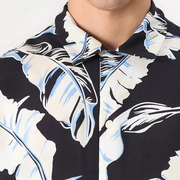 Áo Sơ Mi Cộc Tay Nam Tommy Hilfiger Lightweight Regular Fit Tropical Short Sleeve Shirt 39449 - 0GJ Màu Đen Size XS