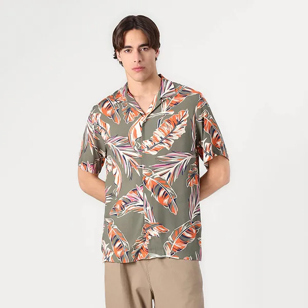 Áo Sơ Mi Cộc Tay Nam Tommy Hilfiger Lightweight Regular Fit Tropical Short Sleeve Shirt 39449 - 0H7 Màu Xanh Olive Size XS