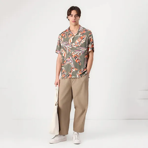 Áo Sơ Mi Cộc Tay Nam Tommy Hilfiger Lightweight Regular Fit Tropical Short Sleeve Shirt 39449 - 0H7 Màu Xanh Olive Size XS