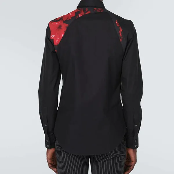 Áo Sơ Mi Nam Alexander Mcqueen Harness Cotton Poplin Shirt Màu Đen Size 15+