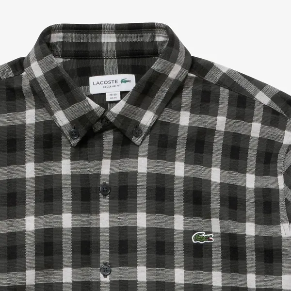 Áo Sơ Mi Nam Lacoste Men's Jacquard Plaid Shirt CH8406-10 L7A Màu Xanh Lục Size 39