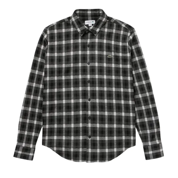 Áo Sơ Mi Nam Lacoste Men's Jacquard Plaid Shirt CH8406-10 L7A Màu Xanh Lục Size 39