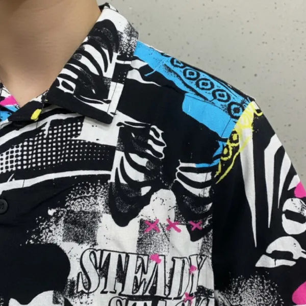 Áo Sơ Mi Nam Reason Clothing Black Shirt With Multiple Patterns SA-10 Phối Màu Size L