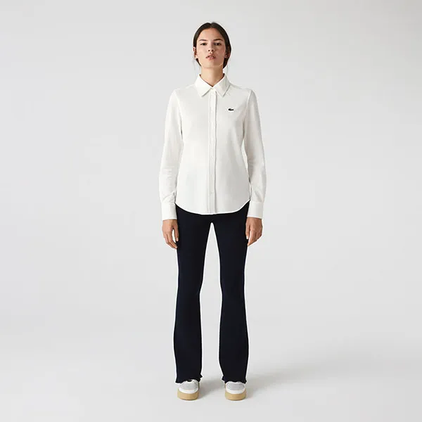 Áo Sơ Mi Nữ Lacoste Women's Cotton Shirt With French Collar CF1541-70V Màu Trắng Size 38
