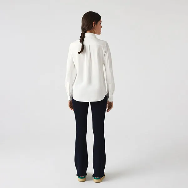Áo Sơ Mi Nữ Lacoste Women's Cotton Shirt With French Collar CF1541-70V Màu Trắng Size 38