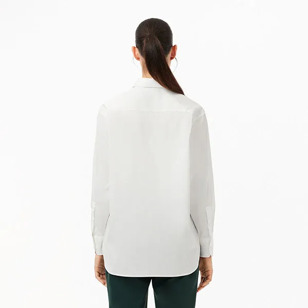 Áo Sơ Mi Nữ Lacoste Women's Oversized Poplin Shirt CF7706-70V Màu Trắng Size 38