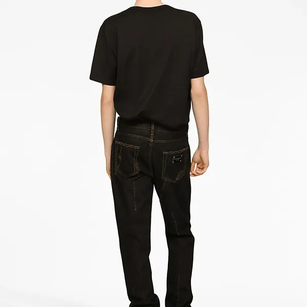 Áo Thun Nam Dolce & Gabbana D&G Cotton T-shirt With Embroidered Logo Màu Đen Size 46
