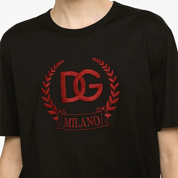 Áo Thun Nam Dolce & Gabbana D&G Cotton T-shirt With Embroidered Logo Màu Đen Size 46