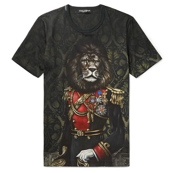 Áo Thun Nam Dolce & Gabbana D&G Lion Printed Cotton Jersey T-Shirt Phối Màu Size 46