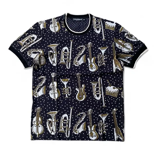 Áo Thun Nam Dolce & Gabbana D&G Musical Instrument Print T-Shirt Màu Xanh Navy Size 44