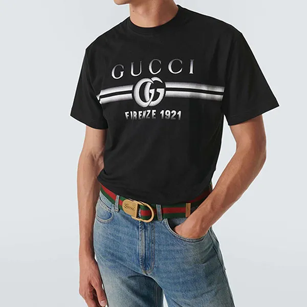 Áo Thun Nam Gucci Logo Cotton Jersey Tshirt Màu Đen Size XS