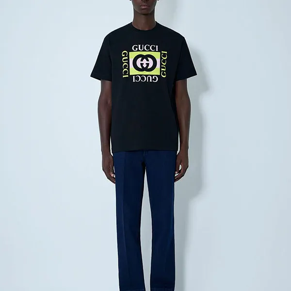 Áo Thun Nam Gucci Logo Motif TShirt GUC0161031BLK Màu Đen Size XS