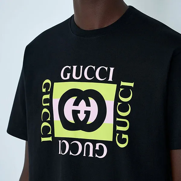 Áo Thun Nam Gucci Logo Motif TShirt GUC0161031BLK Màu Đen Size XS