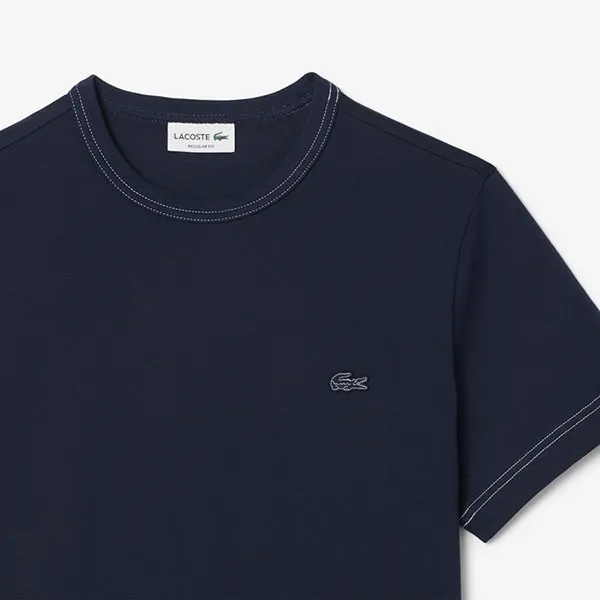 Áo Thun Nam Lacoste Men's Crew Neck Stitch Short Sleeve T-shirt TH1748 55G 166 Màu Xanh Navy Size 3