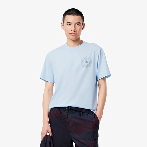 Áo Thun Nam Lacoste Men's Jersey T-Shirt Printed With Badge TH0125 T01 Màu Xanh Nhạt Size 2