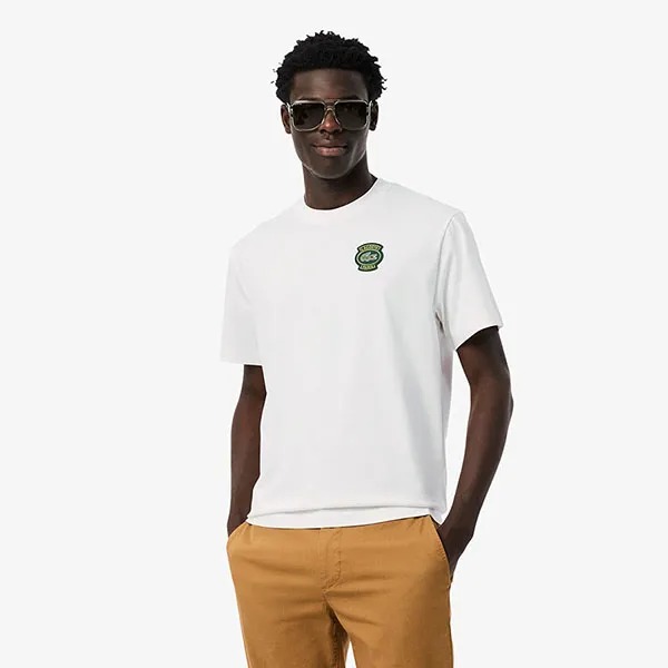 Áo Thun Nam Lacoste Men's Loose Fit T-Shirt With Emblem Cotton Material TH8322 10 70V Màu Trắng Size 3