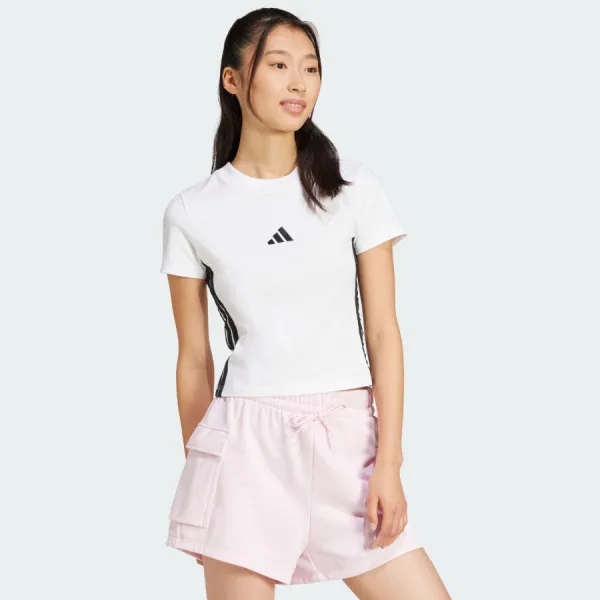 Áo Thun Nữ Adidas Baby Tee Essentials 3-Stripes White JE1239 Tshirt Màu Trắng Size XS