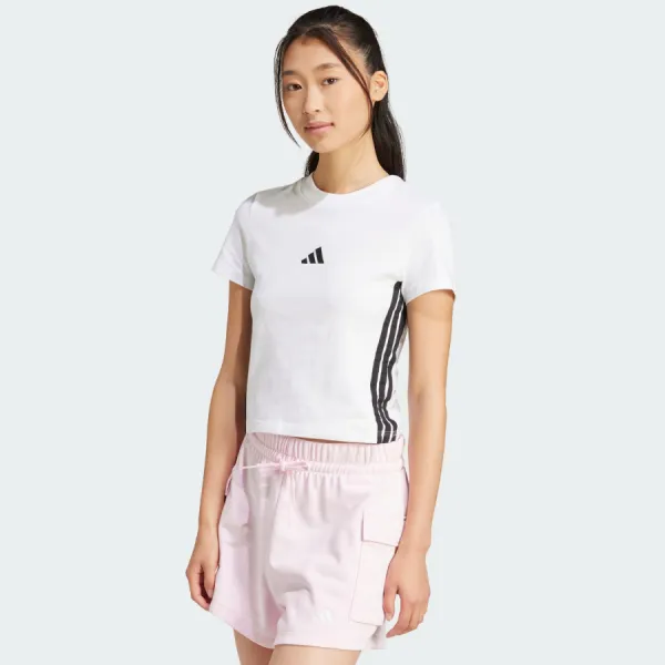Áo Thun Nữ Adidas Baby Tee Essentials 3-Stripes White JE1239 Tshirt Màu Trắng Size XS