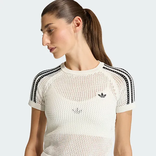 Áo Thun Nữ Adidas Knitted Crochet Cali Tee KE0200 Màu Trắng Size M