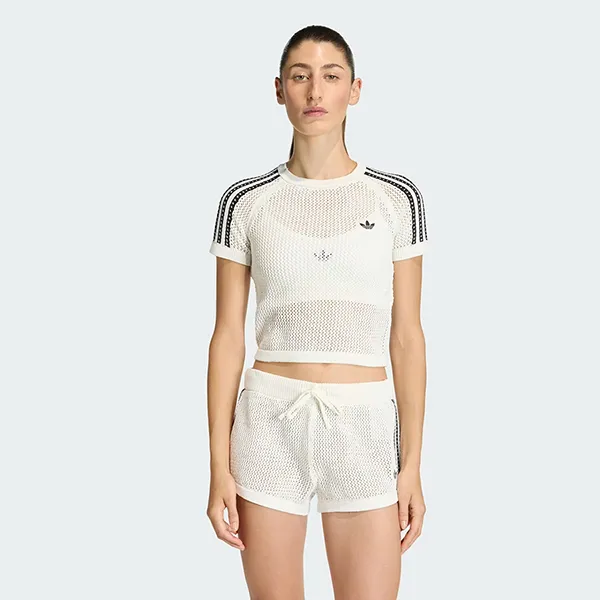 Áo Thun Nữ Adidas Knitted Crochet Cali Tee KE0200 Màu Trắng Size M