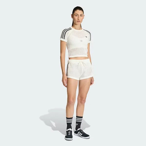 Áo Thun Nữ Adidas Knitted Crochet Cali Tee KE0200 Màu Trắng Size M