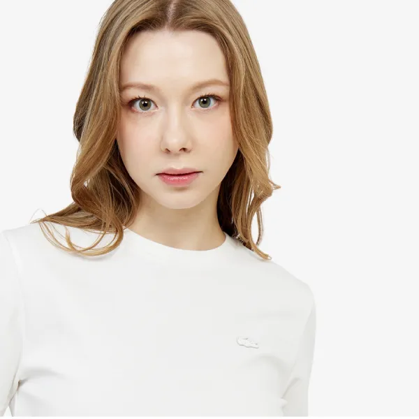Áo Thun Nữ Lacoste Short-Sleeve T-Shirt TF791E 70V Màu Trắng Size 34