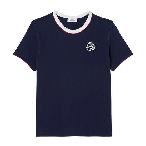 Áo Thun Nữ Lacoste Women's Ultra Dry Tennis Heritage Badge T-Shirt TF8640-51 HHW Màu Xanh Navy Size 34