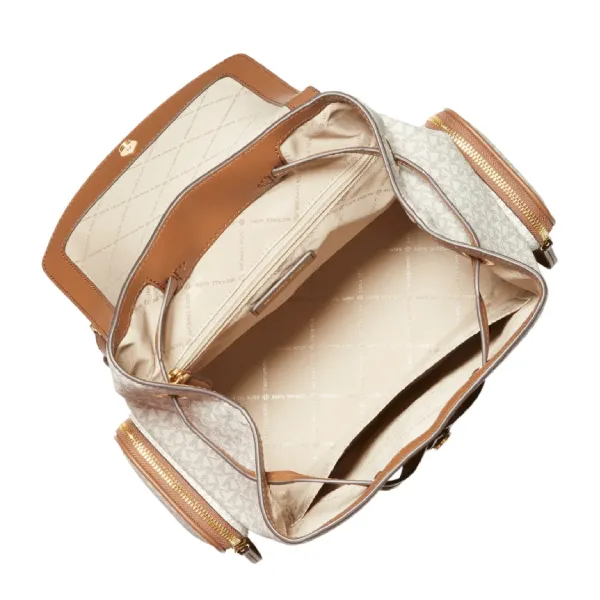Balo Nữ Michael Kors MK Jet Set Large Logo Backpack Brown/Acorn 35T1GTTB3B Màu Nâu Trắng