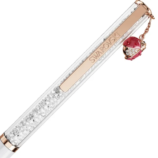 Bút Ký Swarovski Crystalline Ballpoint Pen Ladybug, White, Red Lacquered, Rose Gold-Tone Plated 5732981 Màu Trắng