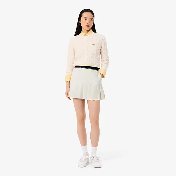 Chân Váy Nữ Lacoste Pleated Wool Blend Skirt JF5323_XFJ Màu Trắng Size 34