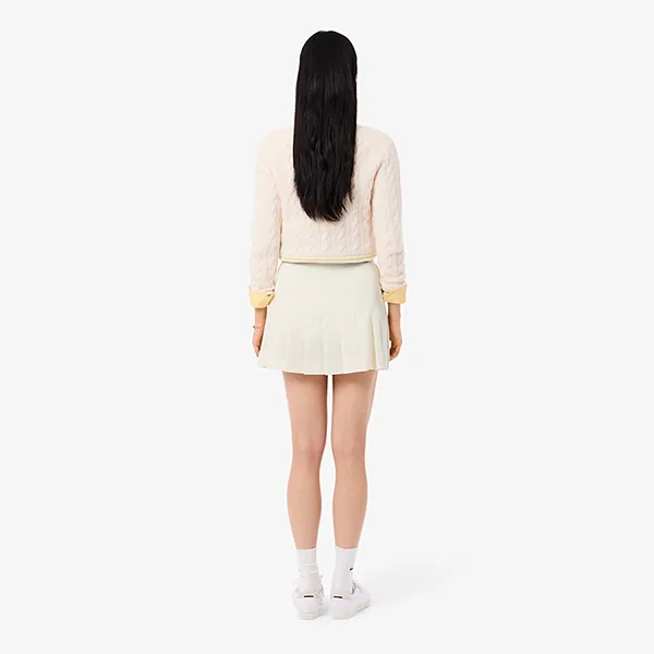 Chân Váy Nữ Lacoste Pleated Wool Blend Skirt JF5323_XFJ Màu Trắng Size 34