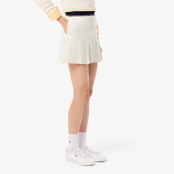 Chân Váy Nữ Lacoste Pleated Wool Blend Skirt JF5323_XFJ Màu Trắng Size 34