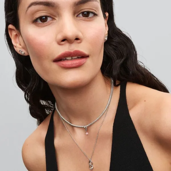 Dây Chuyền Nữ Pandora Infinity Knot Collier Necklace 393762C01 Màu Bạc