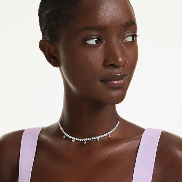 Dây Chuyền Nữ Swarovski x Ariana Grande Necklace Mixed Cuts Multicolored Rhodium Plated 5737422 Màu Bạc Trắng