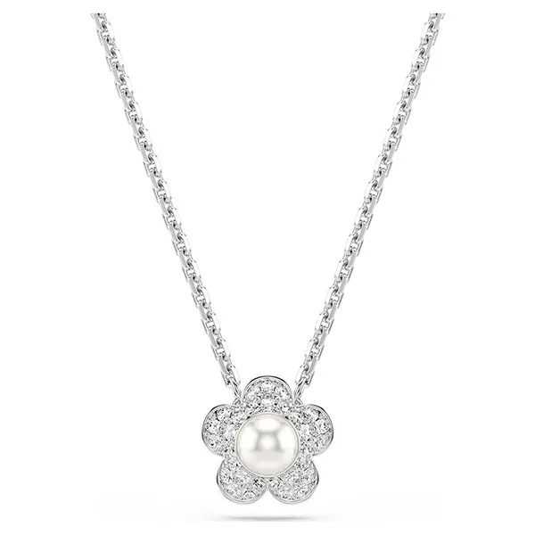 Dây Chuyền Nữ Swarovski x Ariana Grande Pendant Crystal Pearl Round Cut Flower White Rhodium Plated 5755817 Màu Bạc Trắng