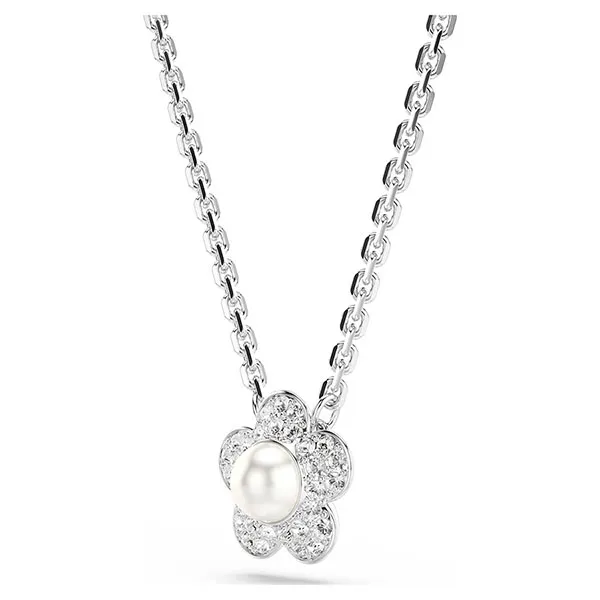 Dây Chuyền Nữ Swarovski x Ariana Grande Pendant Crystal Pearl Round Cut Flower White Rhodium Plated 5755817 Màu Bạc Trắng