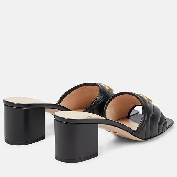 Dép Cao Gót Nữ Gucci GG Matelassé Leather Mules Màu Đen Size 35